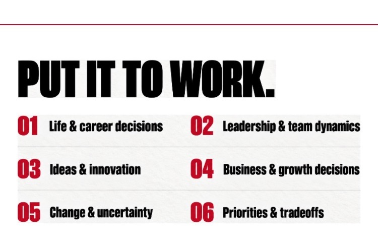 Use it for: founder bottlenecks, leadership alignment, innovation adoption, pricing and partnerships.